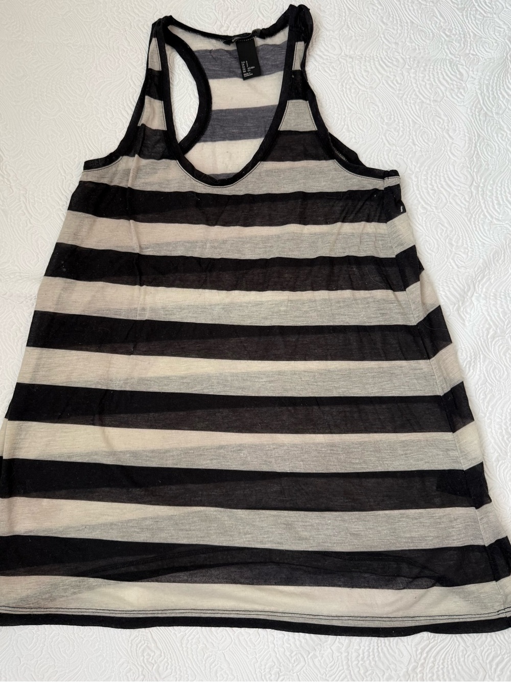 H&M Black and Cream Striped Racerback Tank